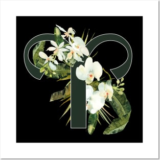 Aries Horoscope Zodiac White Orchid Design Posters and Art